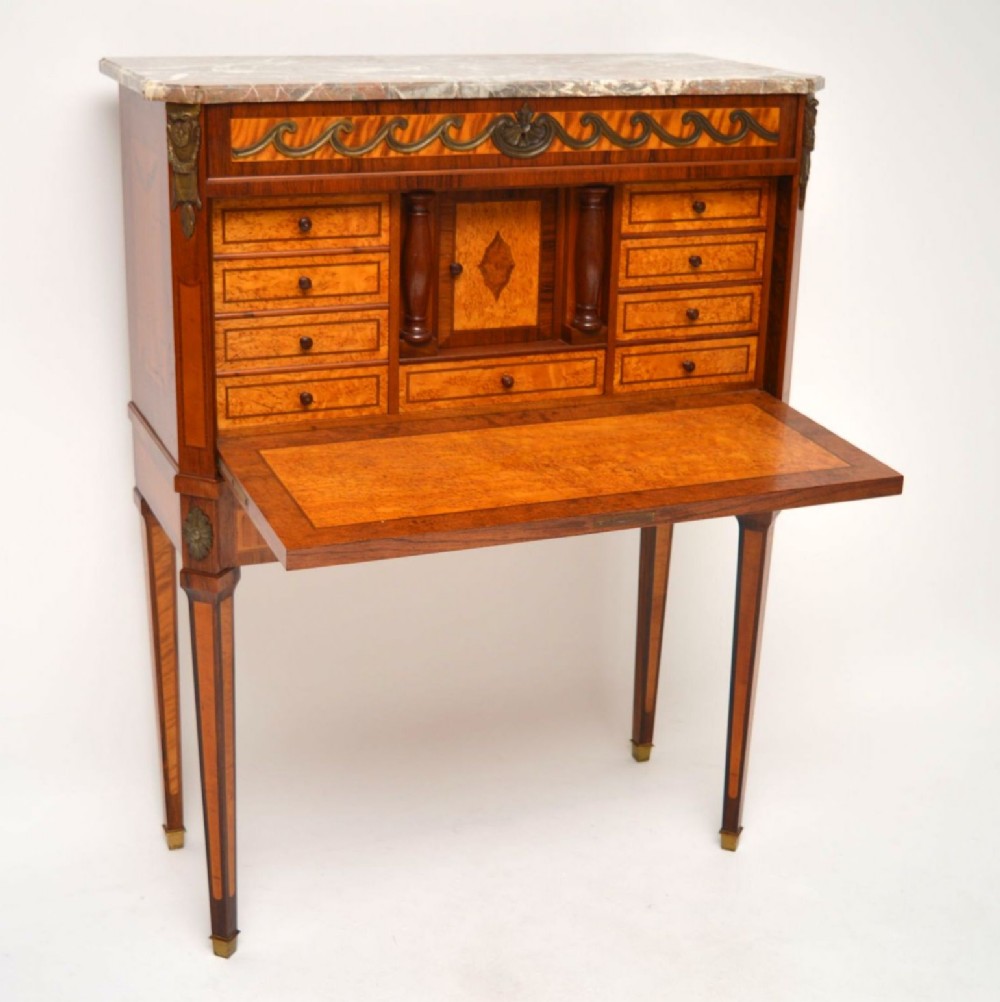 Antique Swedish Marble Top Secretaire Cabinet