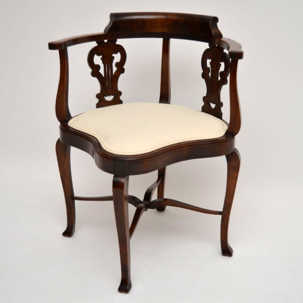 Antique Edwardian Mahogany Corner Armchair