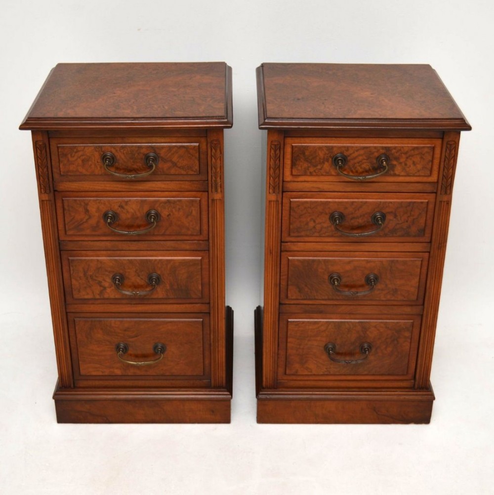 Pair of Antique Victorian Walnut Bedside Chests 