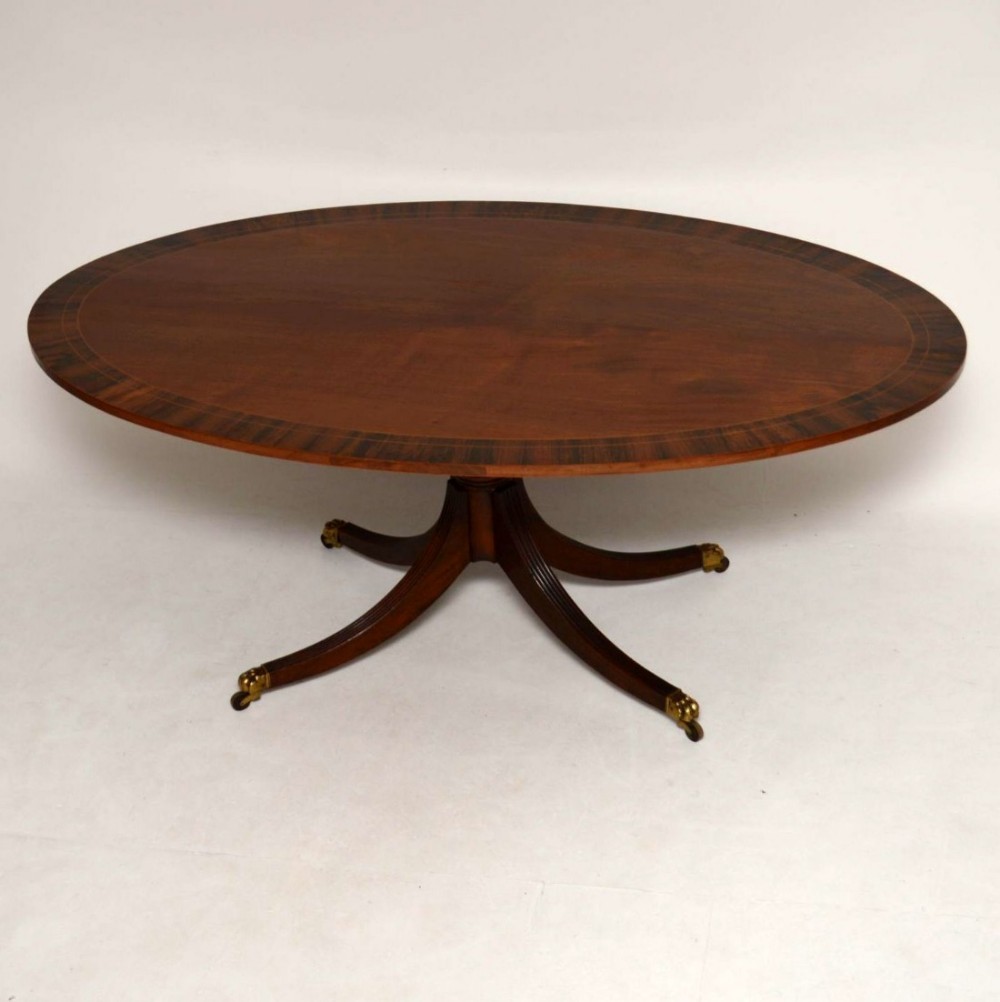Antique Inlaid Mahogany & Rosewood Oval Dining Table