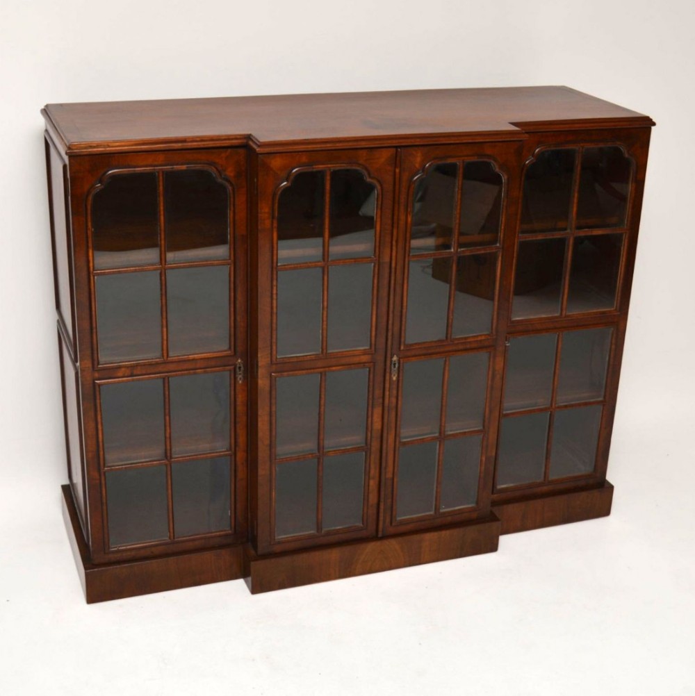Antique Walnut Breakfront Bookcase