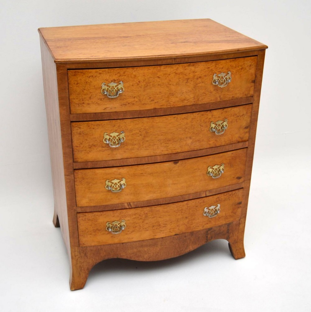 Small Antique Maple Bow Front Chest of Drawers 
