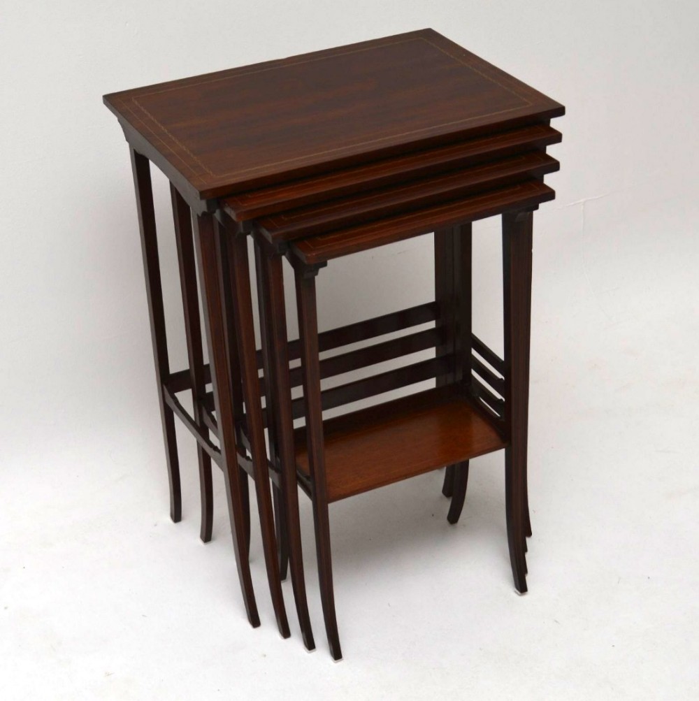 Antique Edwardian Inlaid Mahogany Nest of 4 Tables