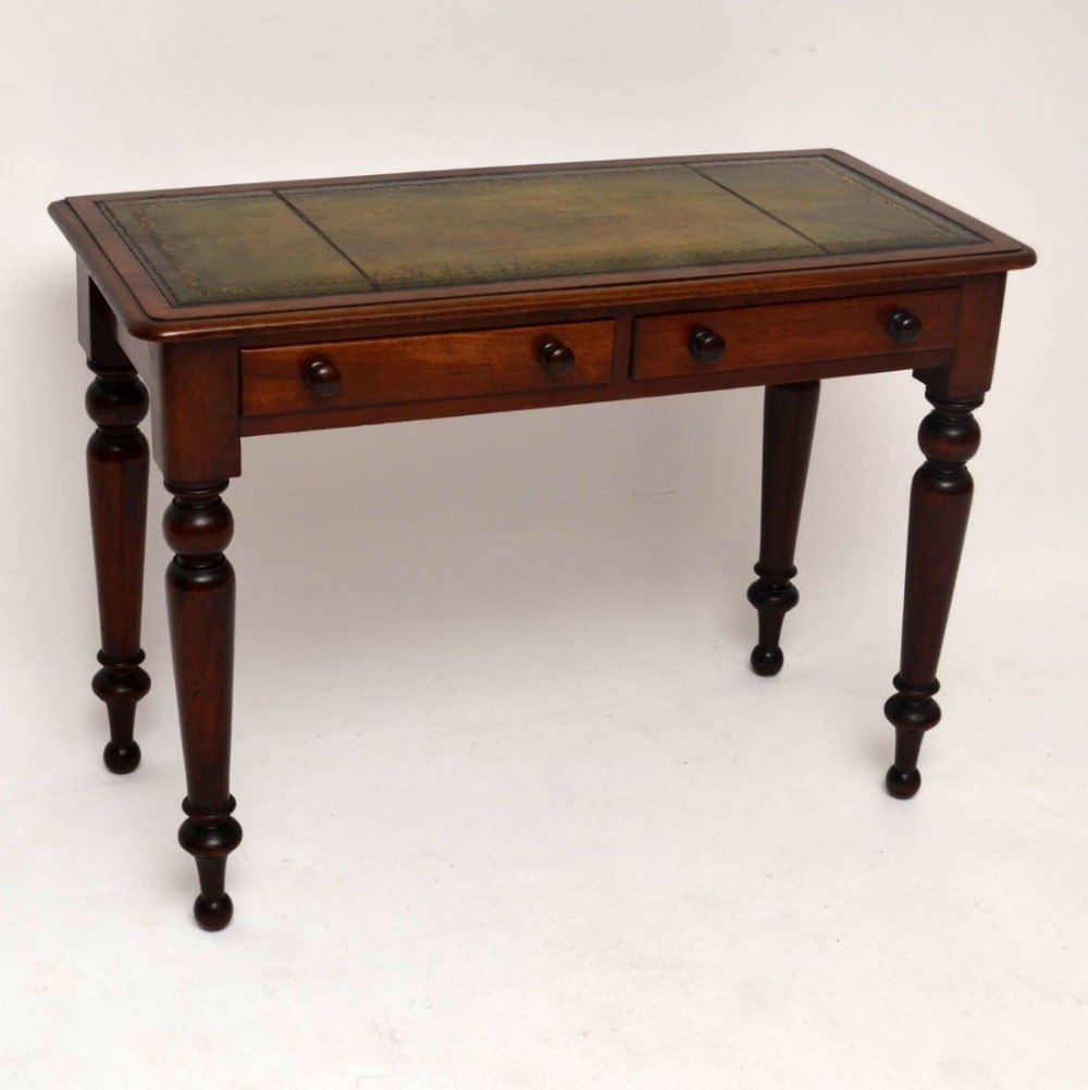 Antique Victorian Mahogany Leather Top Writing Table Desk