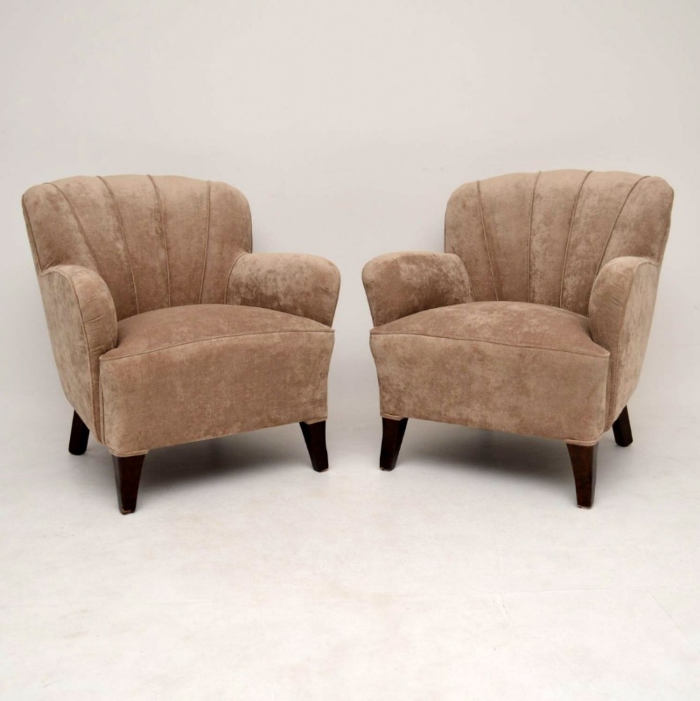 Pair of Antique Swedish Scallop Back Armchairs