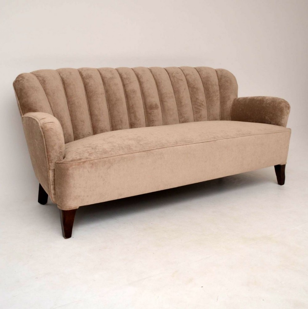 Antique Swedish Scalloped Back Sofa