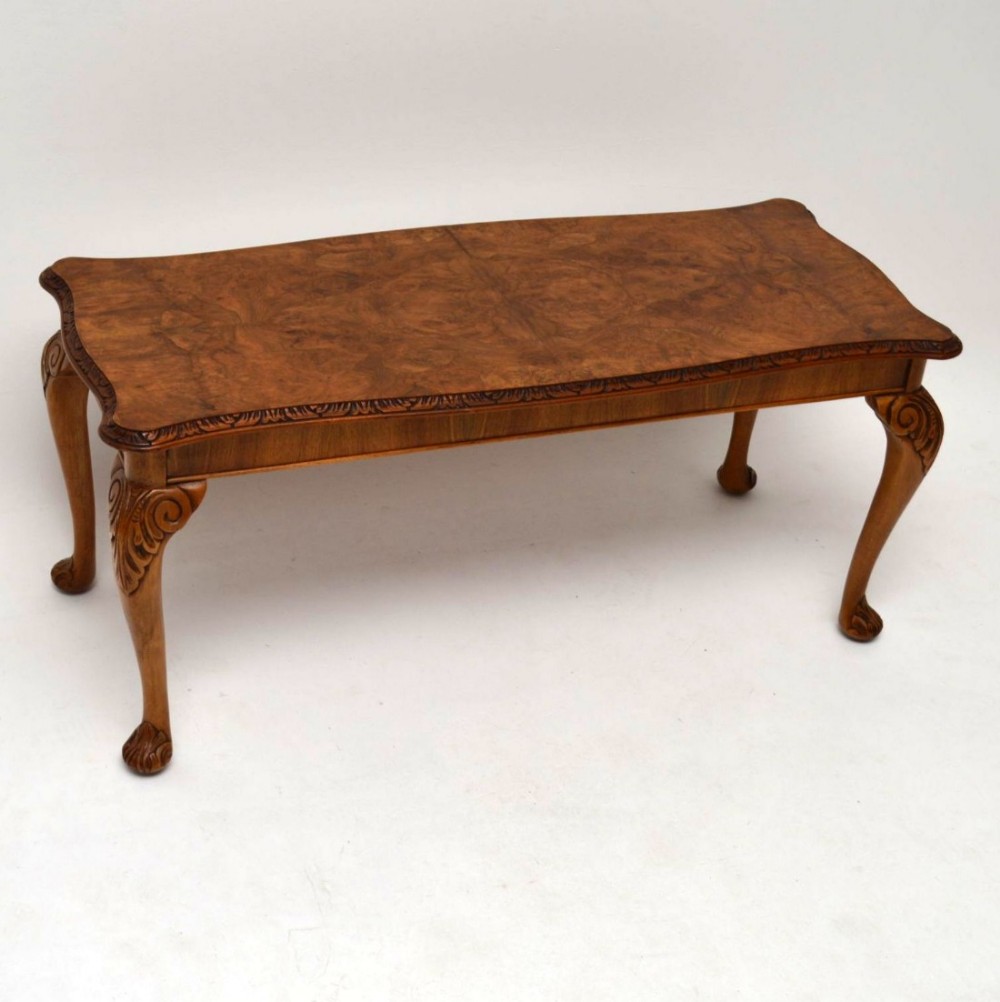 Antique Queen Anne Style Burr Walnut Coffee Table