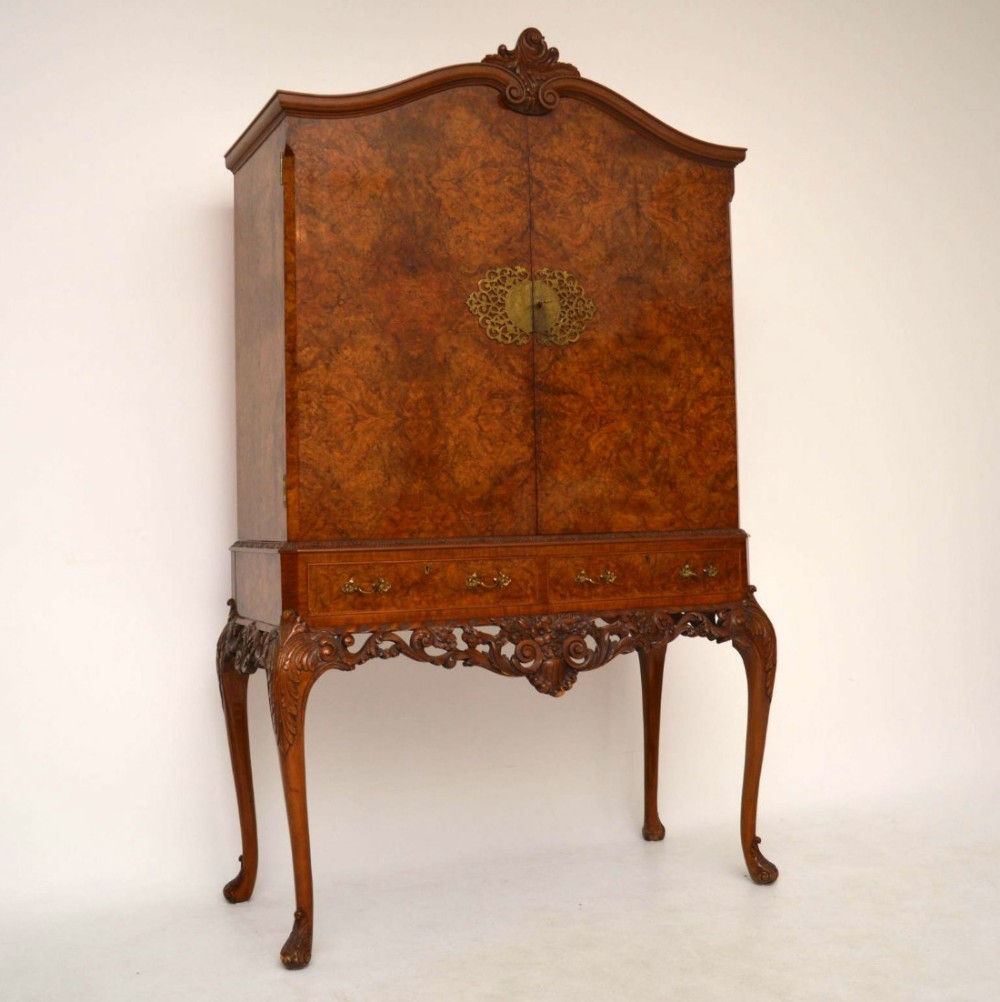 Antique Burr Walnut Cocktail Cabinet 