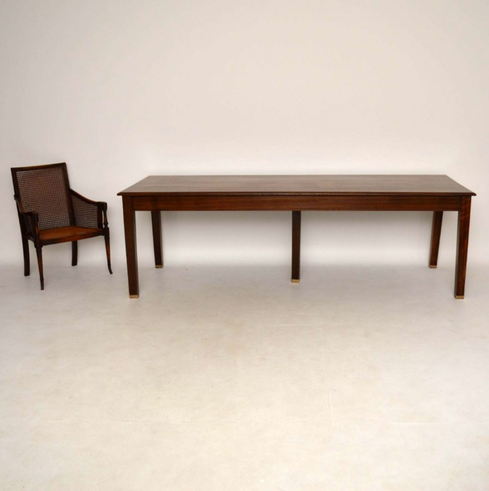 Large Antique Solid Walnut Dining Table 