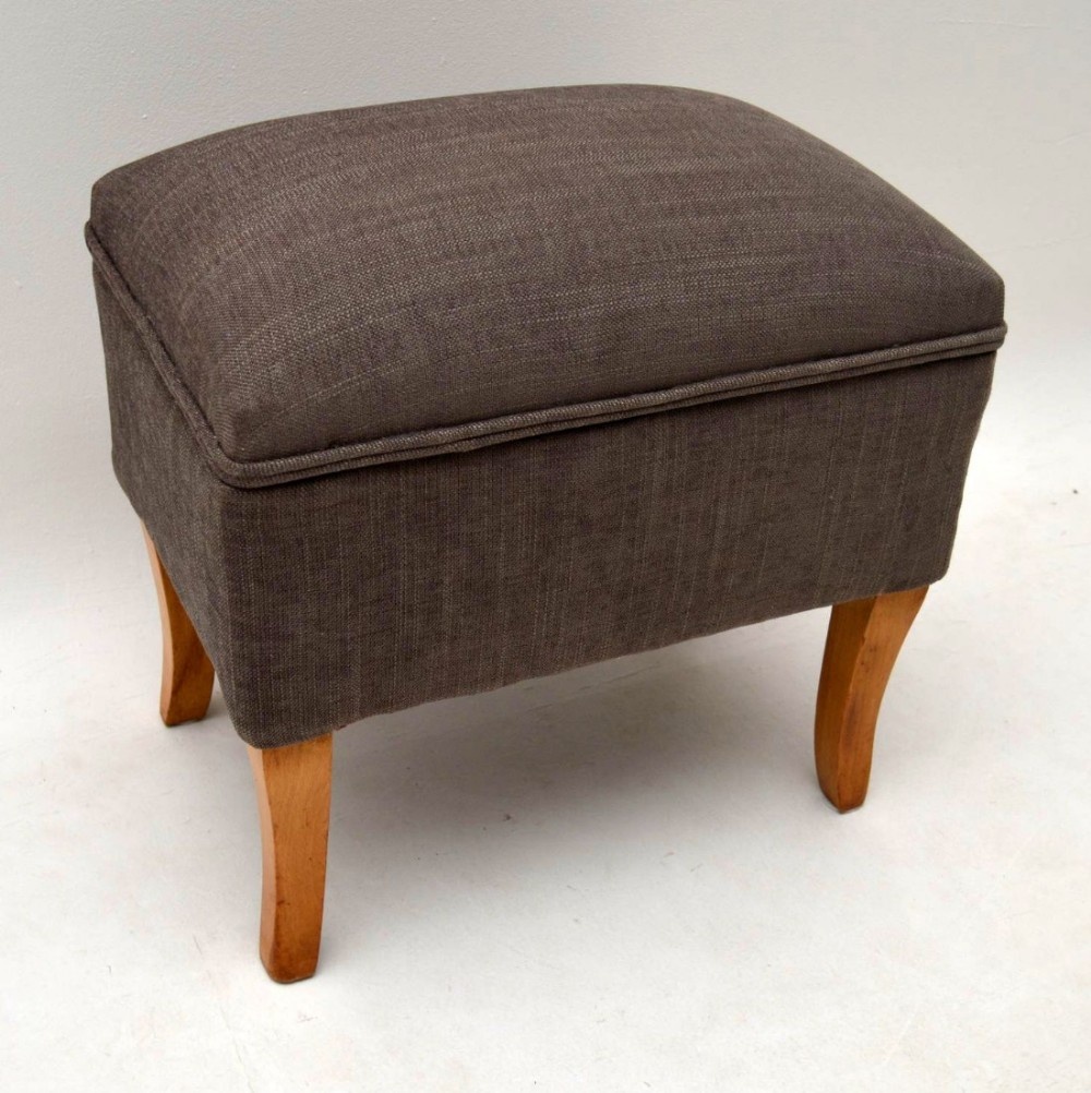 Antique Upholstered Satin Wood Stool / Storage Box