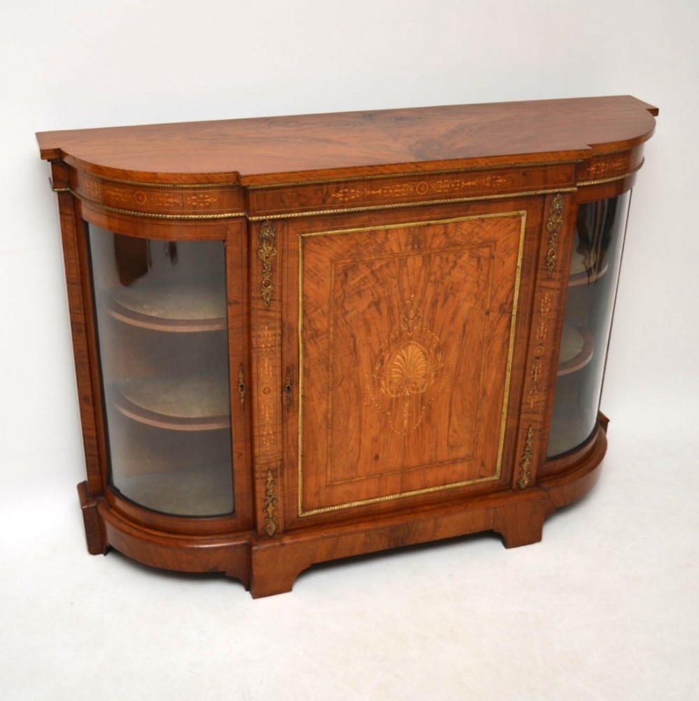Antique Victorian Inlaid Walnut Credenza 