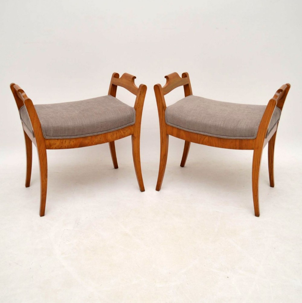 Pair of Antique Swedish Biedermeier Stools 
