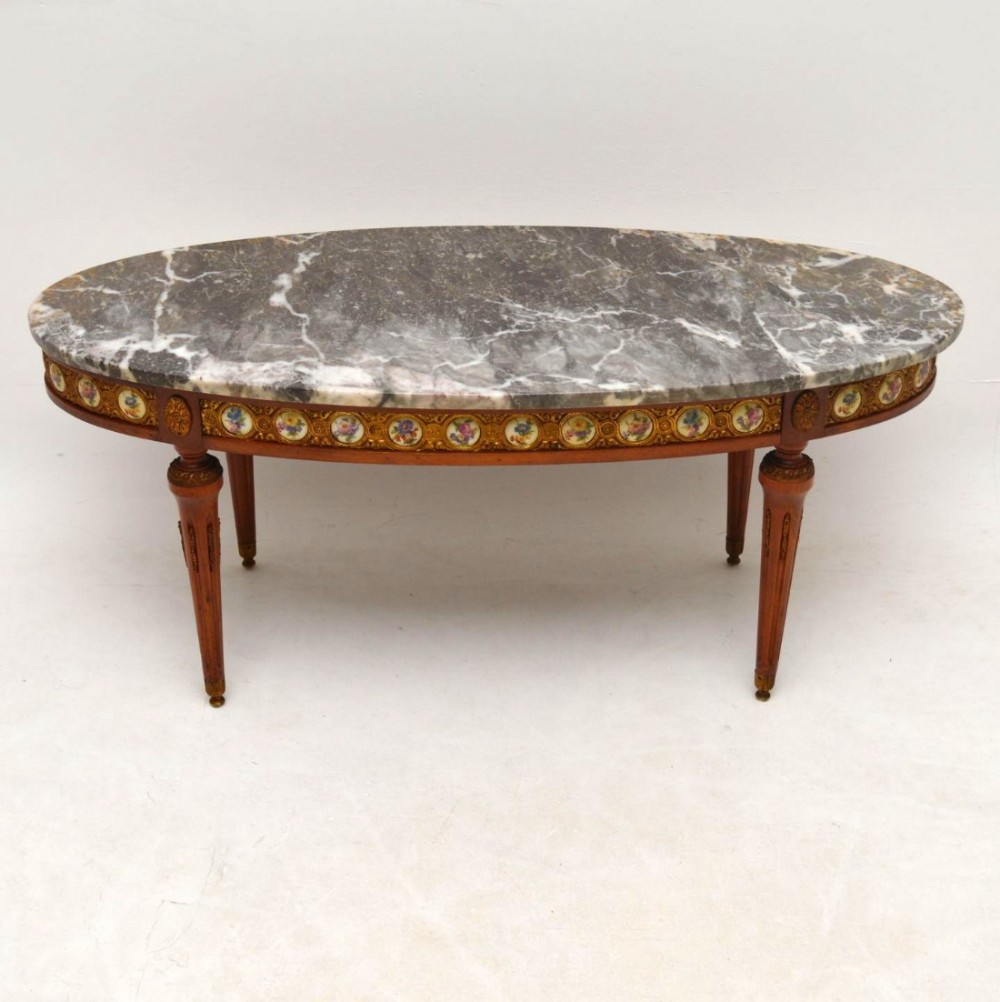 Antique French Marble Top Coffee Table 