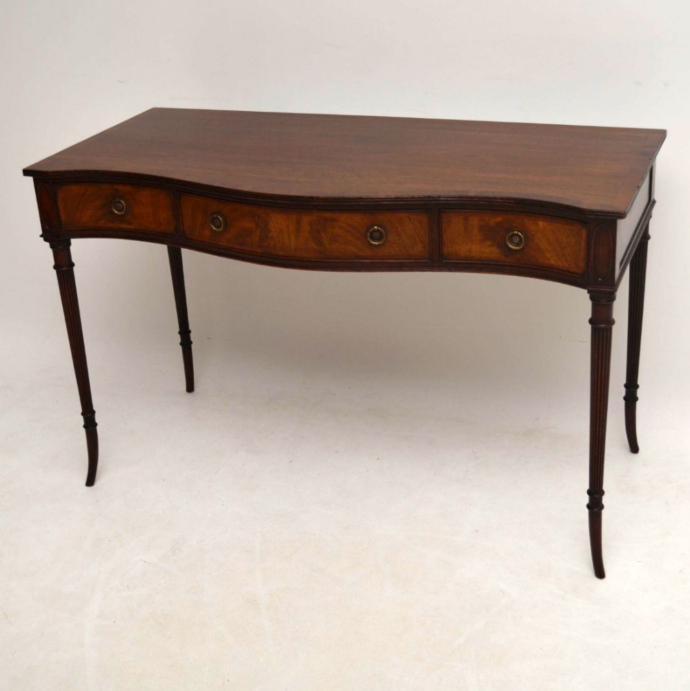 Antique Mahogany Serpentine Console Table 