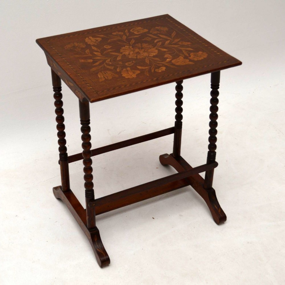 Antique Victorian Dutch Marquetry Mahogany Side Table 