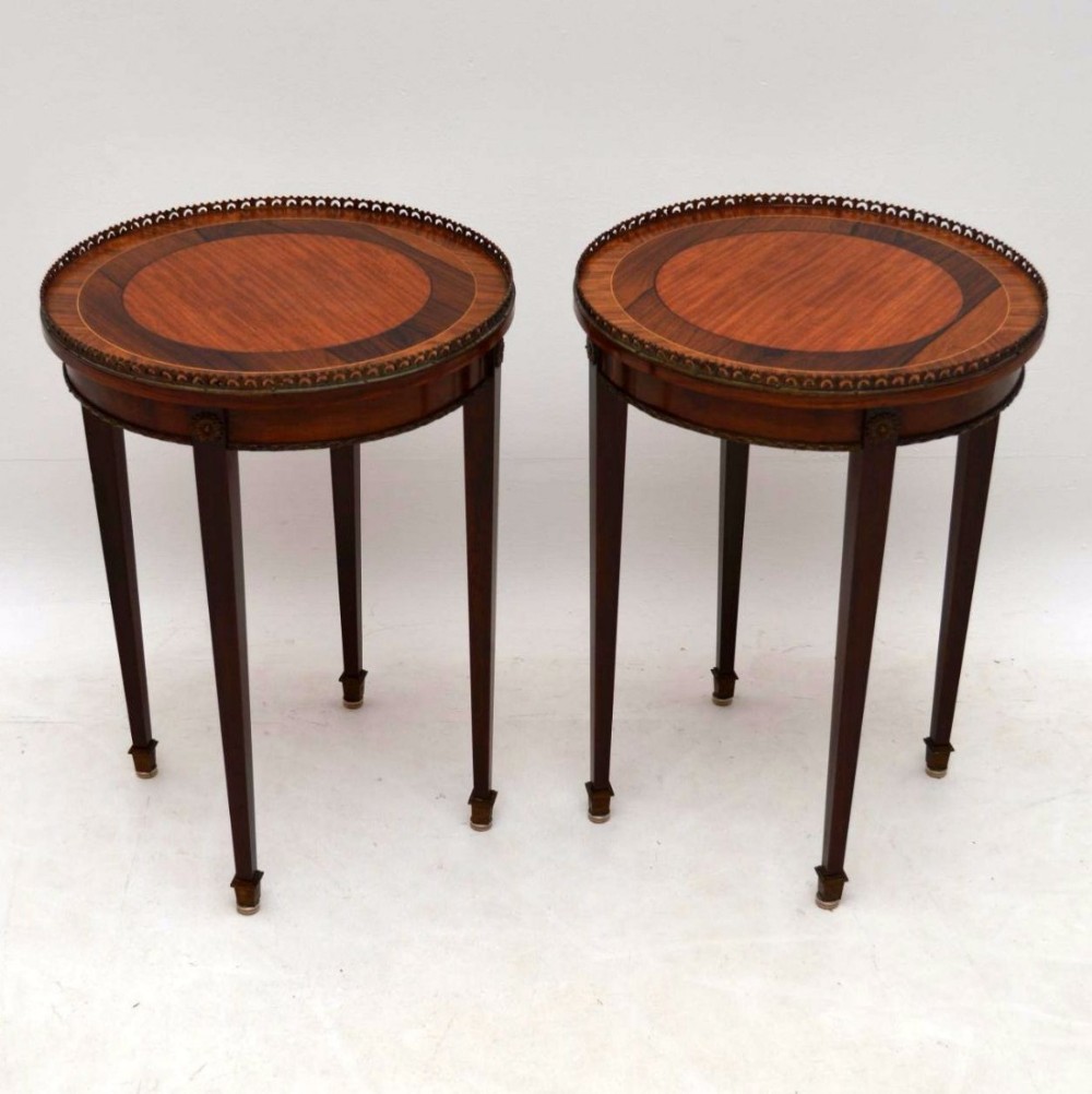 Pair of French Antique Inlaid Rosewood Side Tables