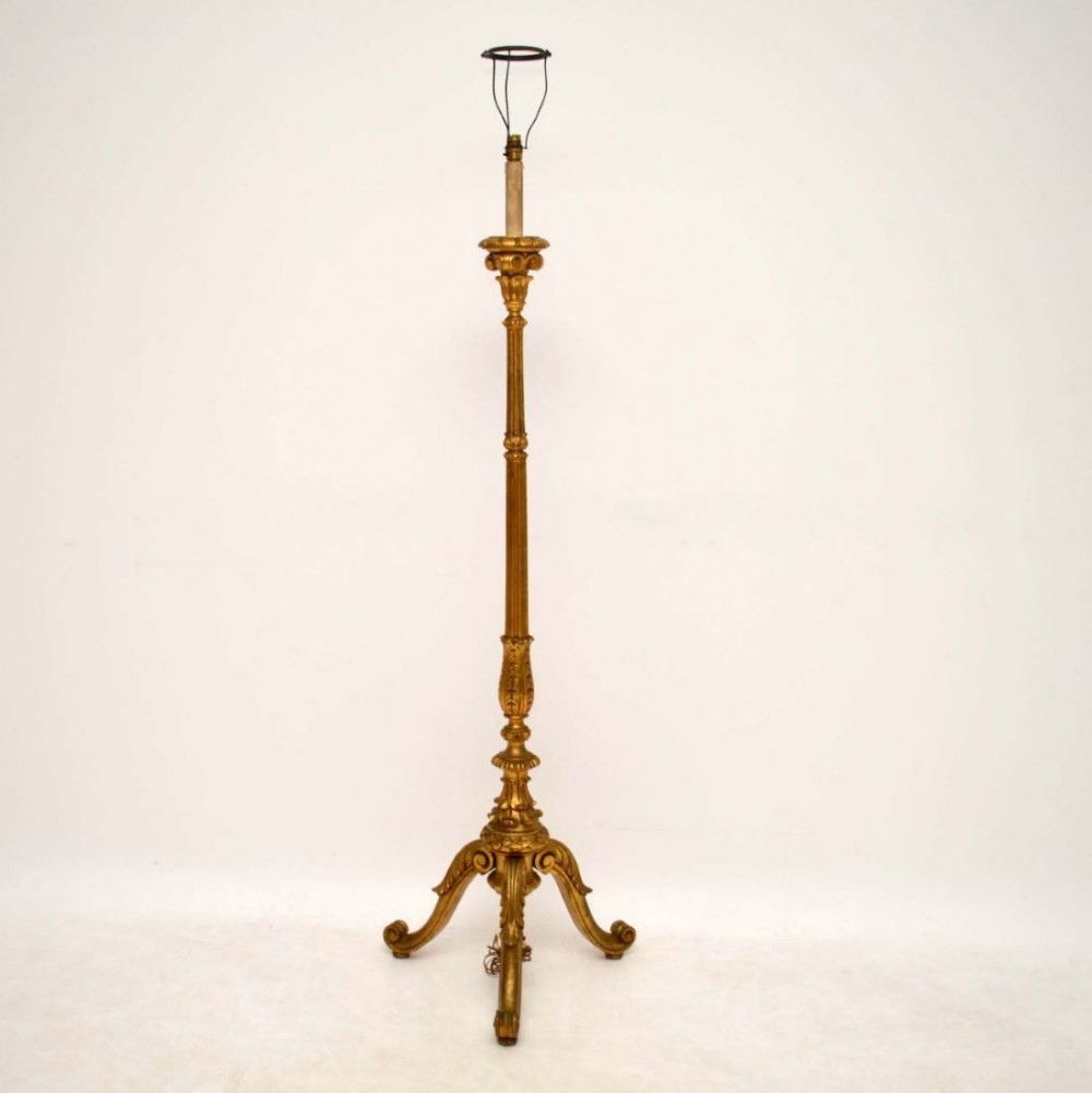 Antique Gilt Wood Standard Lamp