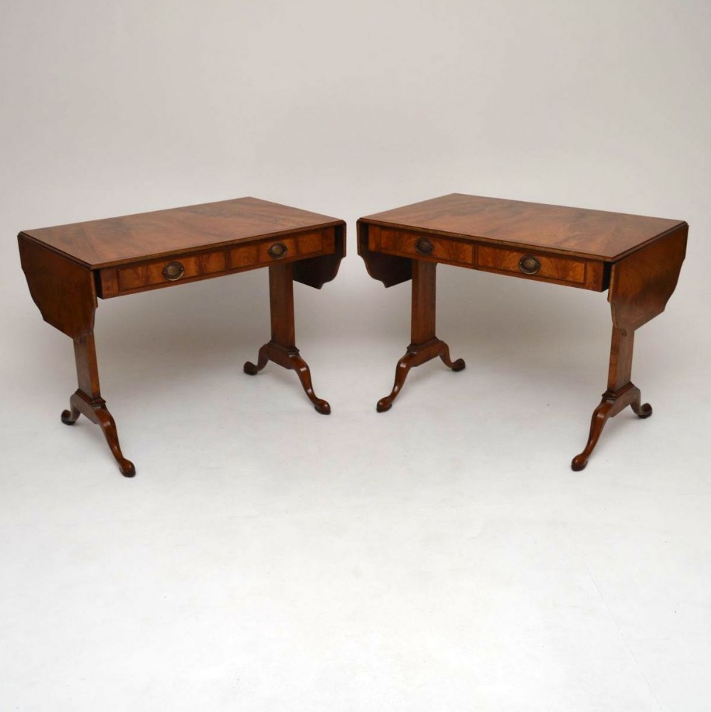 Pair of Antique Burr Walnut Sofa Tables