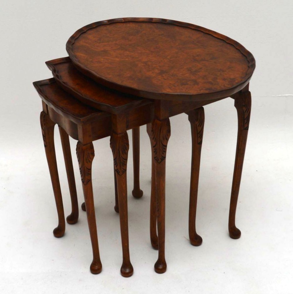Antique Walnut Pie Crust Nest of Tables 