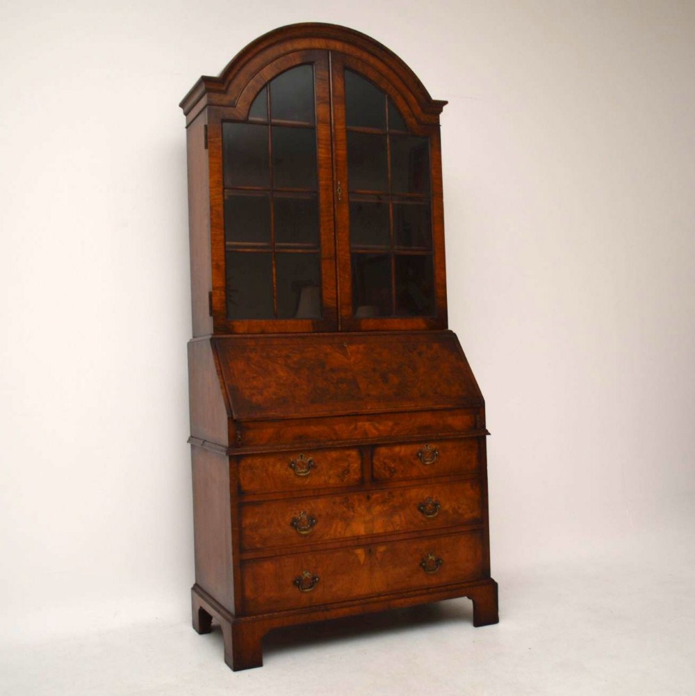 Antique Burr Walnut Bureau Bookcase