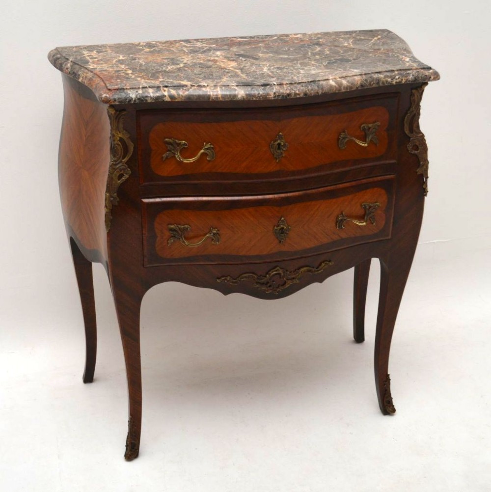 Antique French Marble Top Bombe Commode