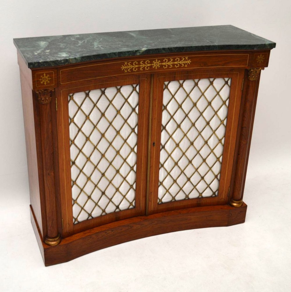 Antique Inlaid Rosewood Marble Top Cabinet – Sideboard Chiffonier 