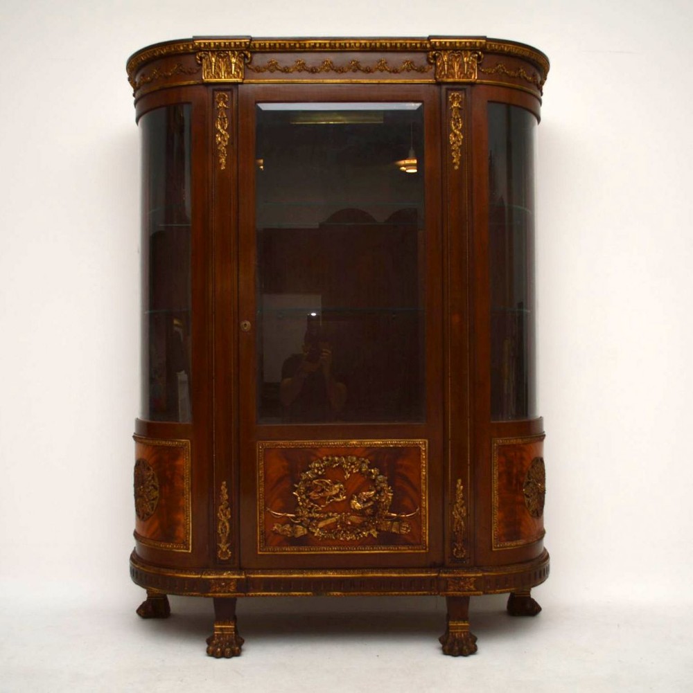 Antique French Ormolu Mounted Mahogany Display Cabinet