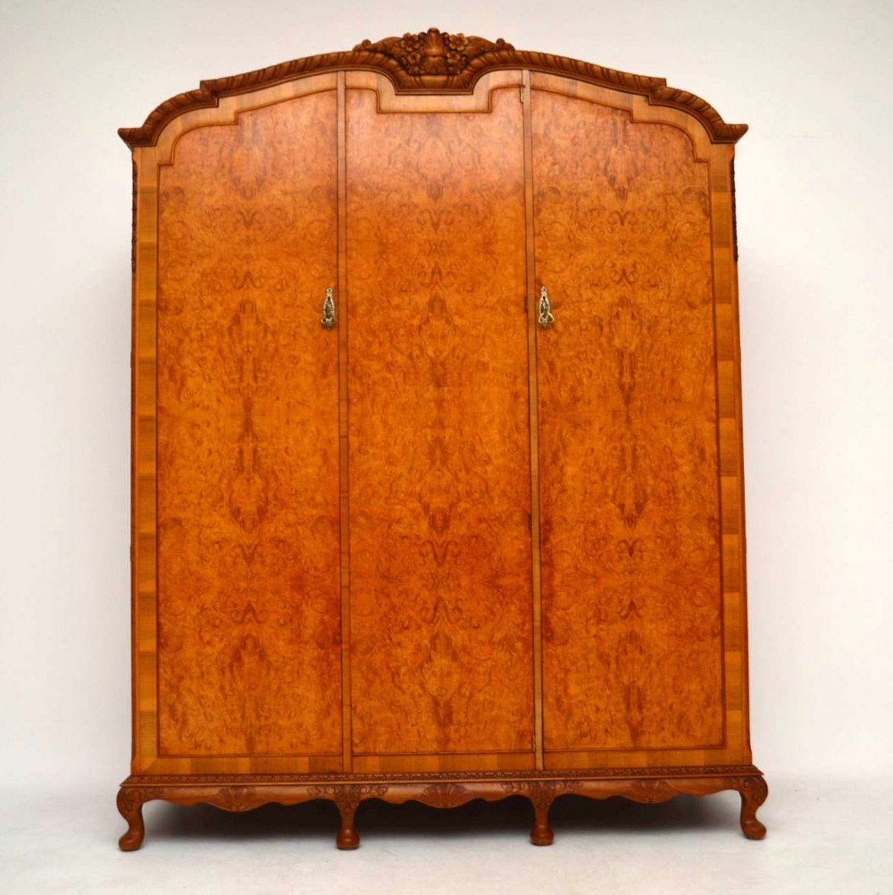 Antique Three Door Burr Walnut Wardrobe