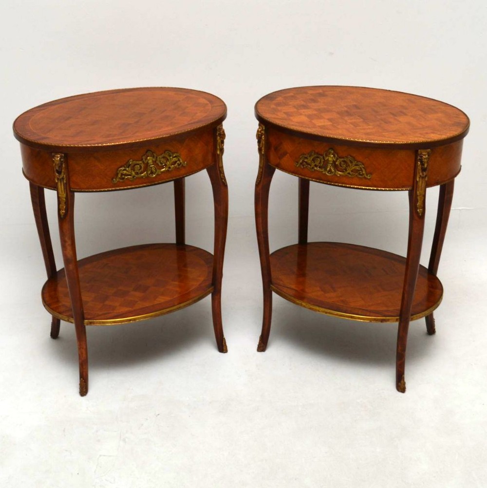Pair of Antique French Parquetry Top Tables