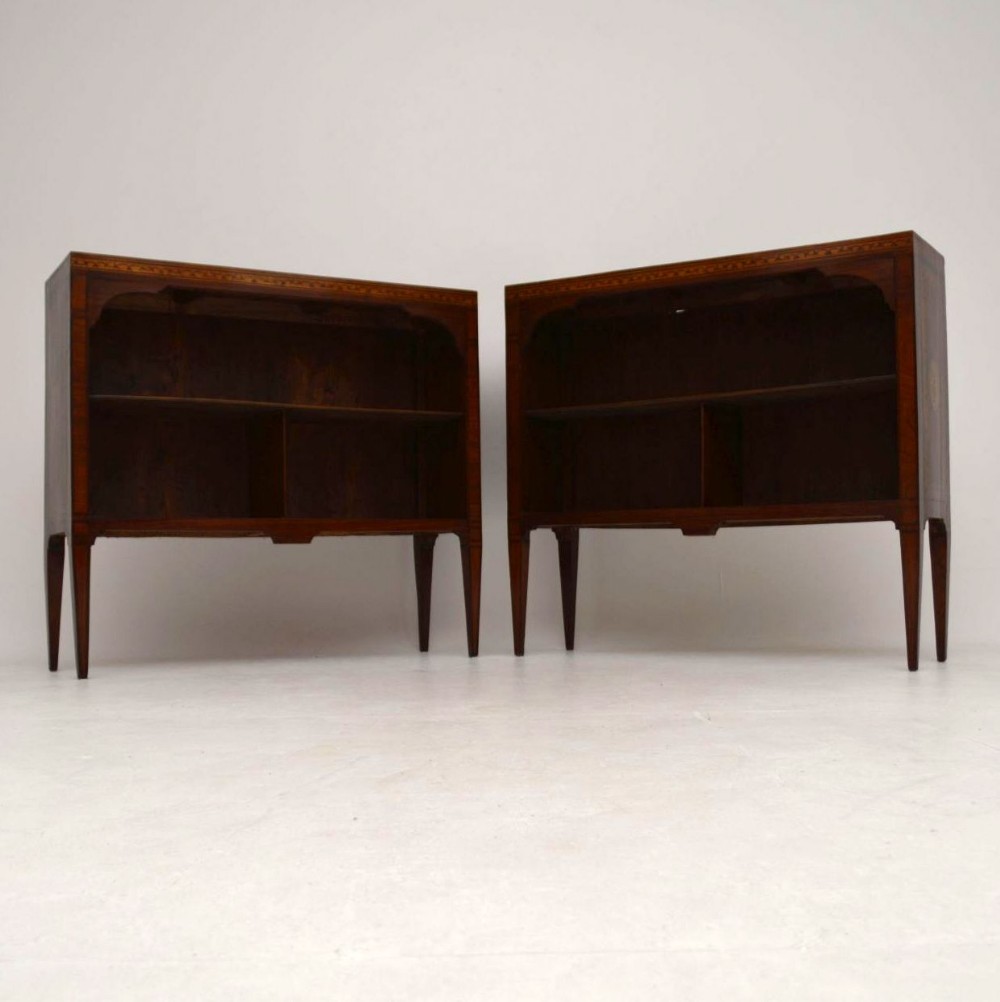 Pair of Antique Swedish Inlaid Rosewood Bookcases