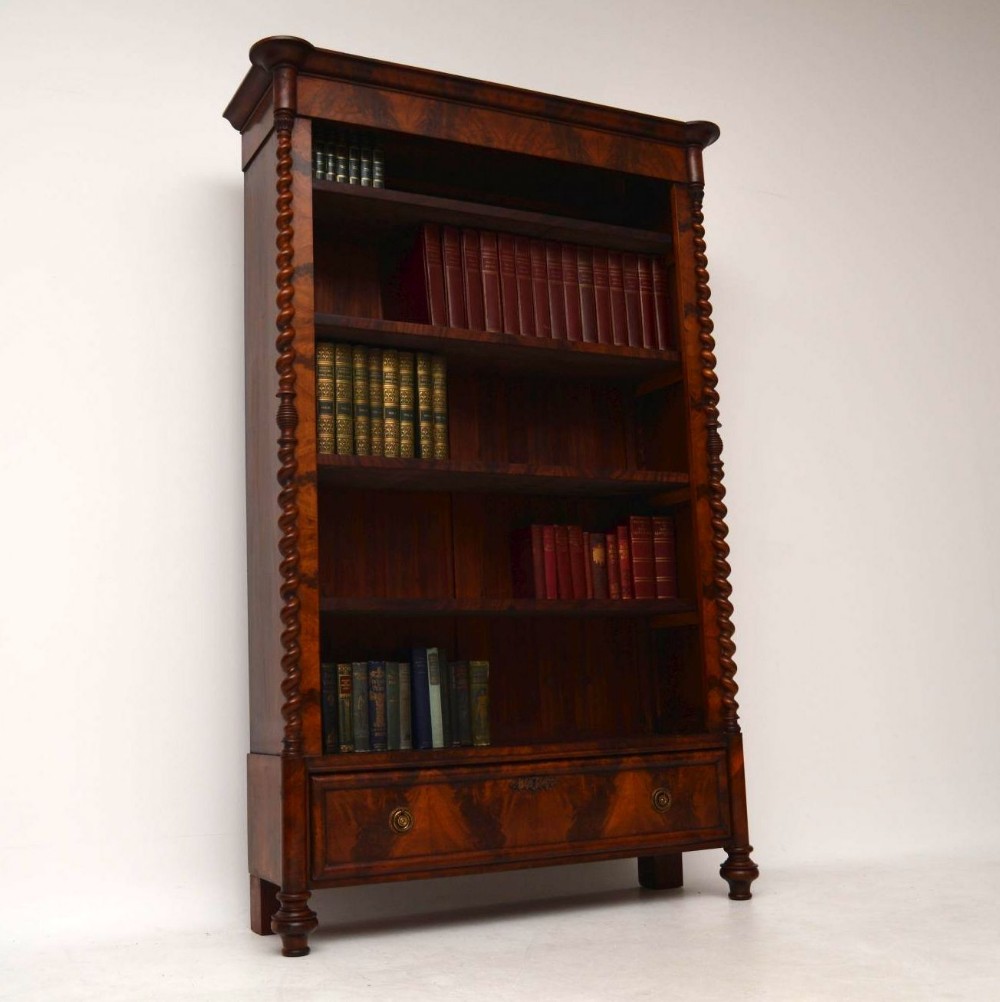 Antique Flame Mahogany Open Bookcase