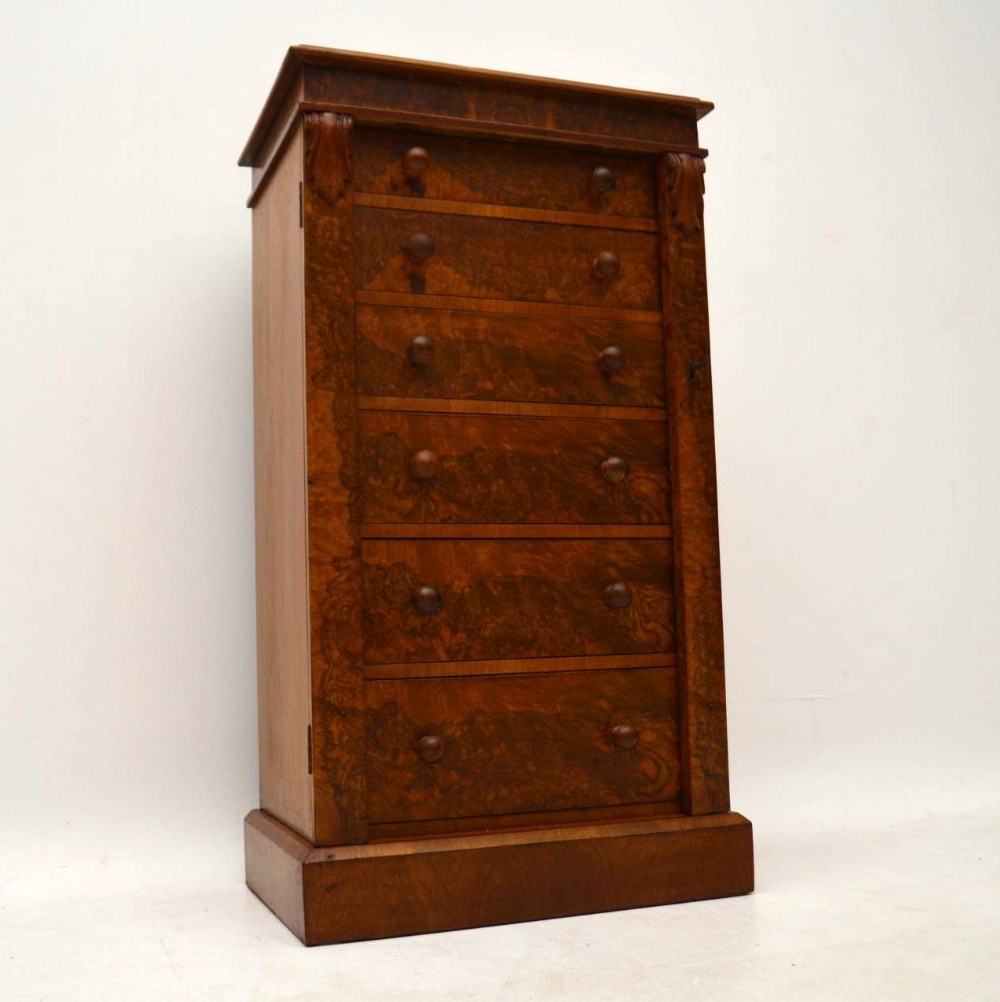 Antique Victorian Burr Walnut Wellington Chest
