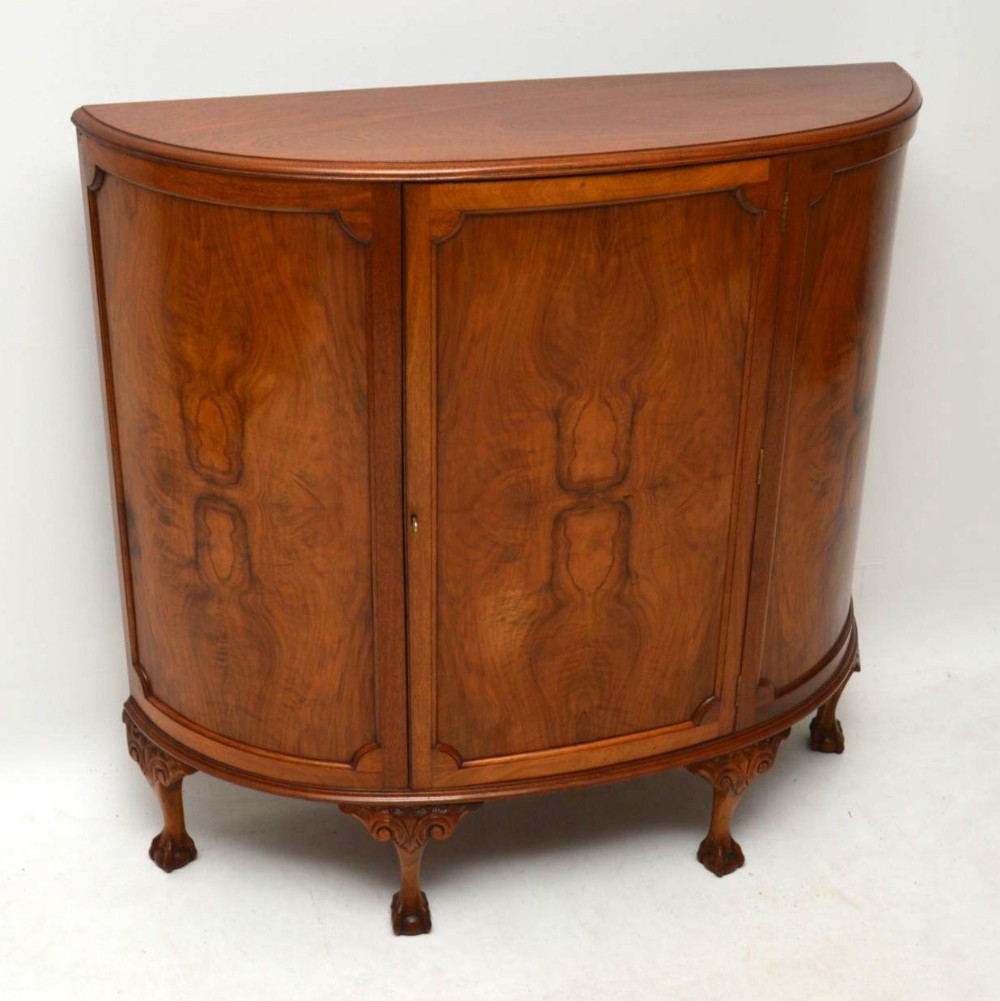 Antique Bow Fronted Walnut Cabinet