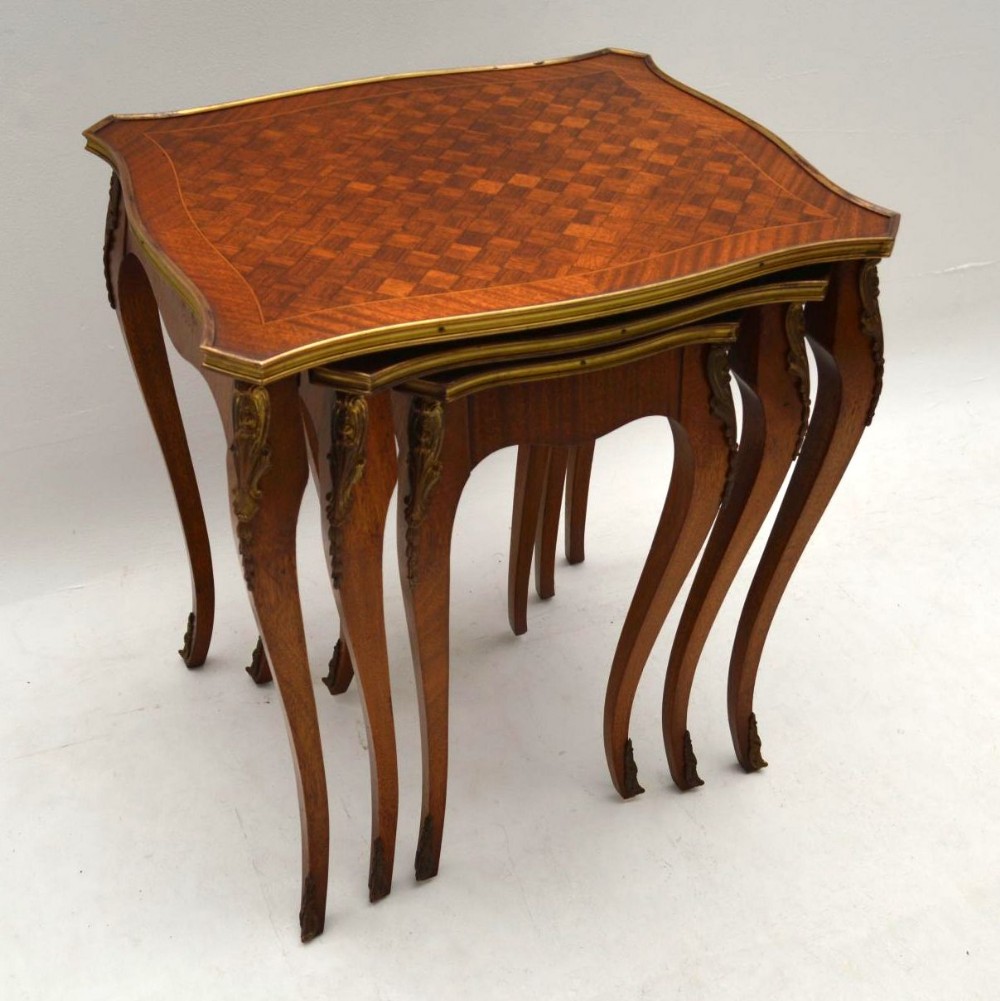 Antique French Parquetry Nest of 3 Tables