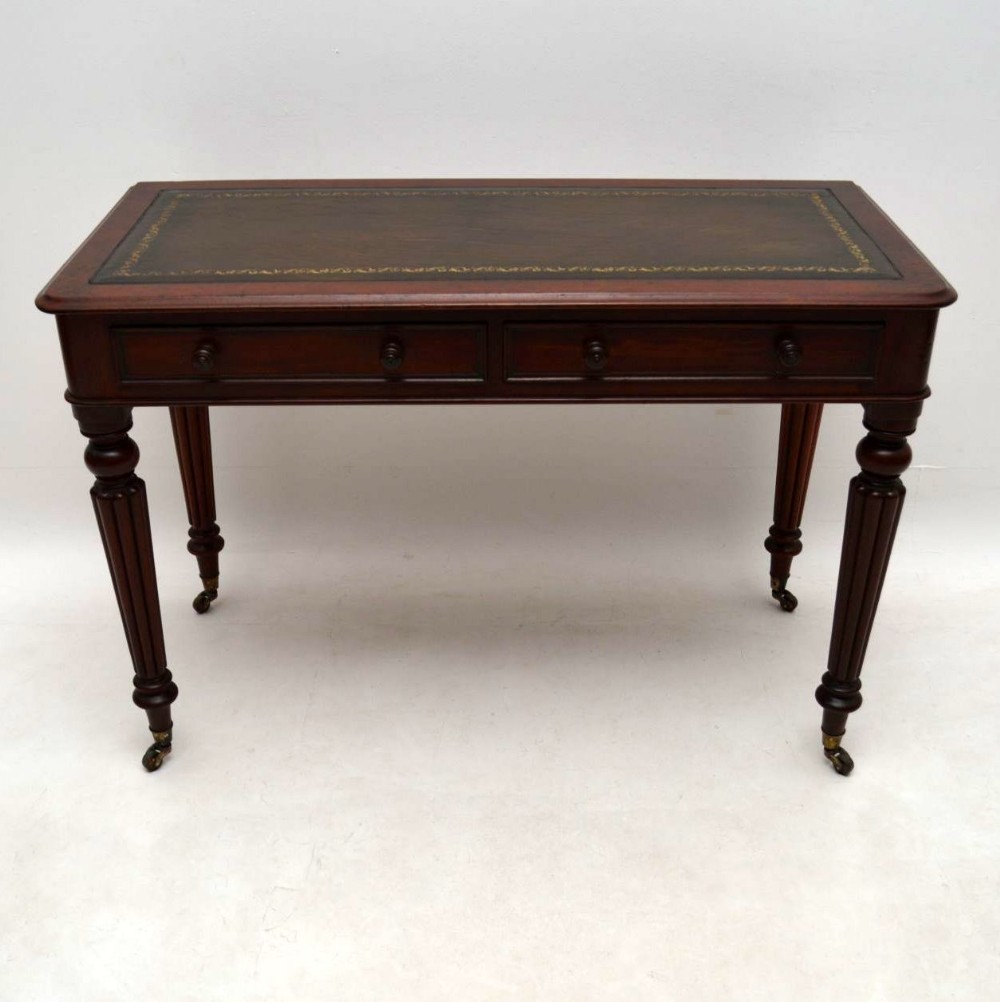 Antique Victorian Mahogany Leather Top Desk