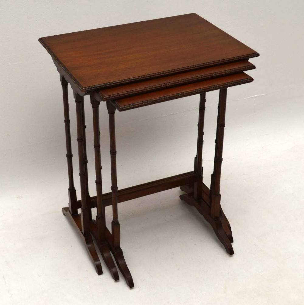  Antique Edwardian Mahogany Nest of Three Tables