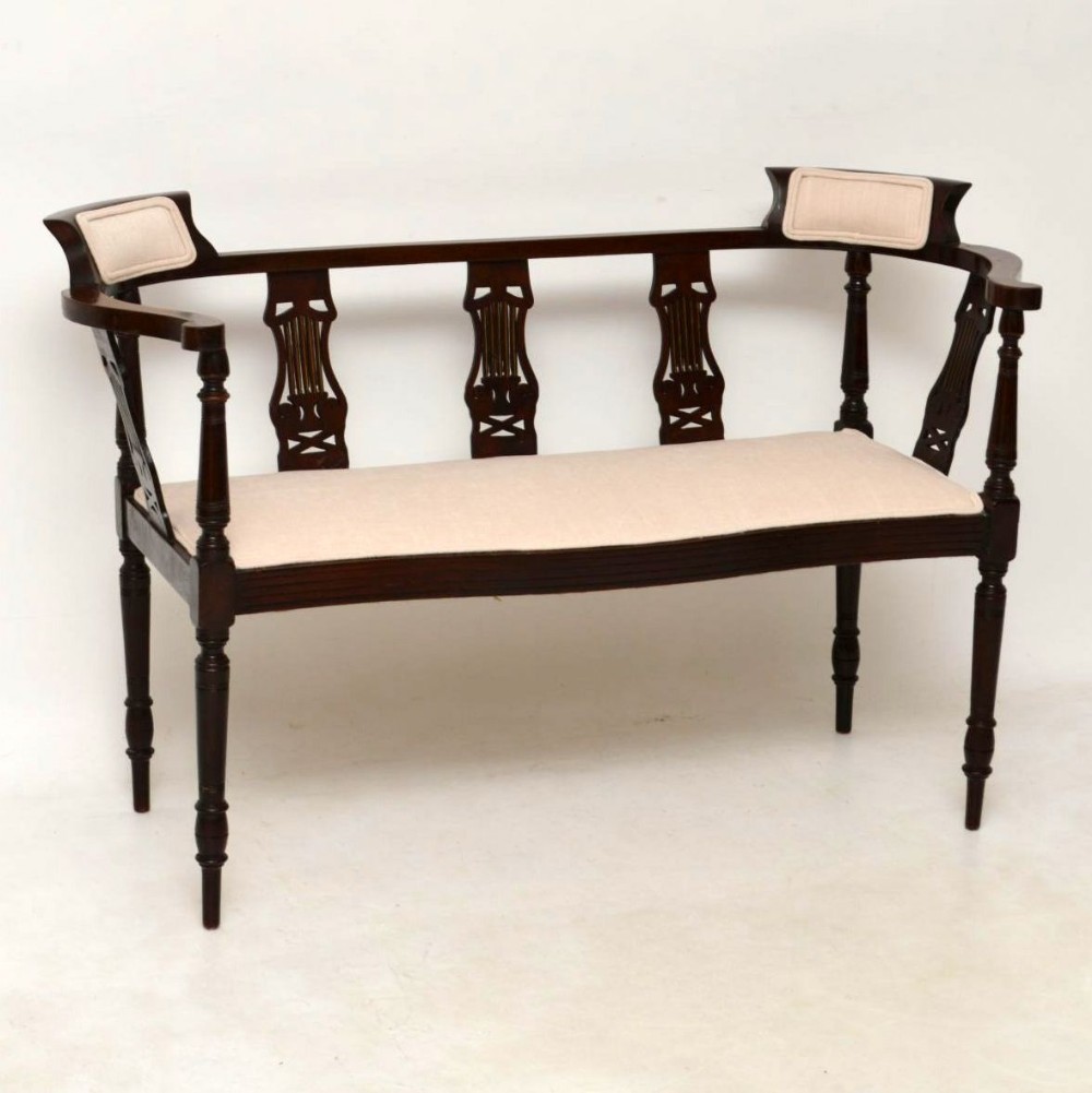 ANTIQUE EDWARDIAN INLAID MAHOGANY SETTEE