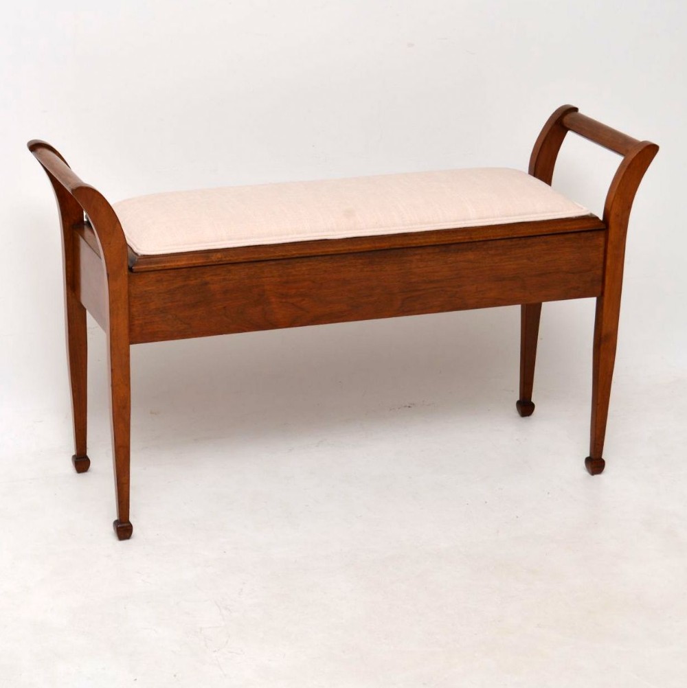 Antique Edwardian Mahogany Piano Duet Stool 