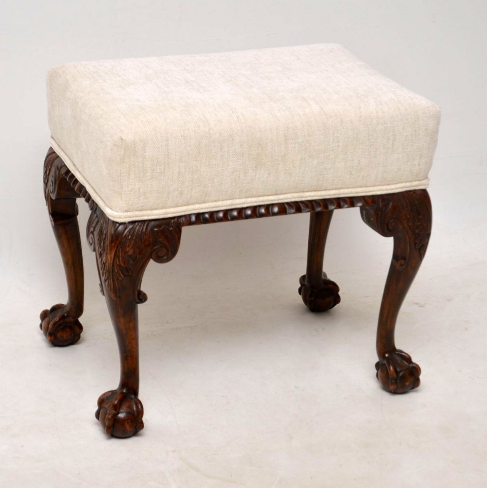 Antique Carved Mahogany Stool