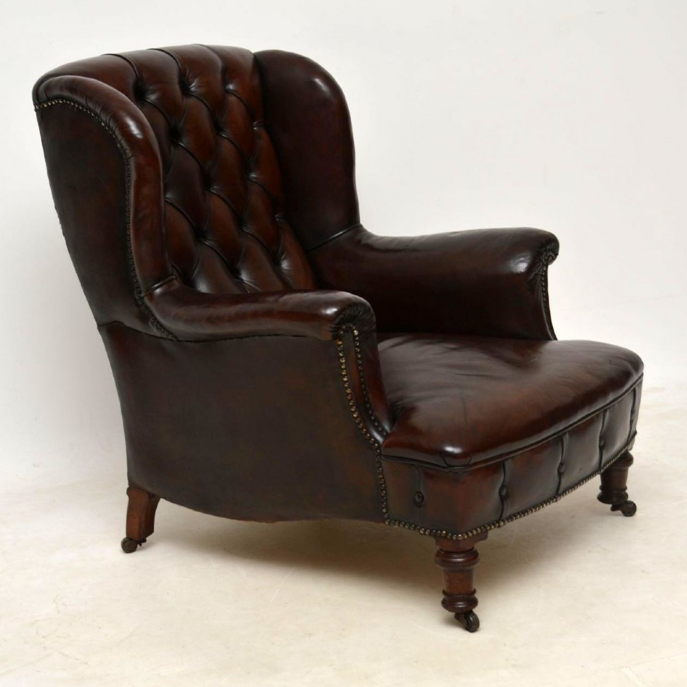 Antique Victorian Leather Armchair