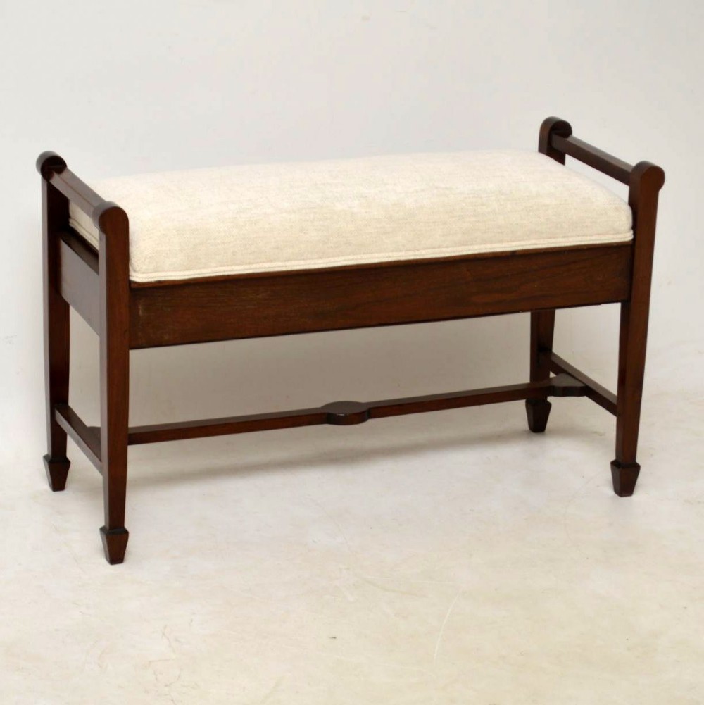 Antique Edwardian Mahogany Duet Piano Stool