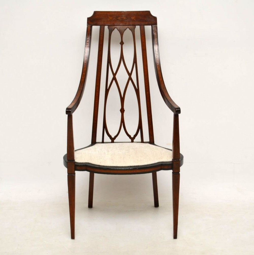 Antique Edwardian Inlaid Mahogany Armchair