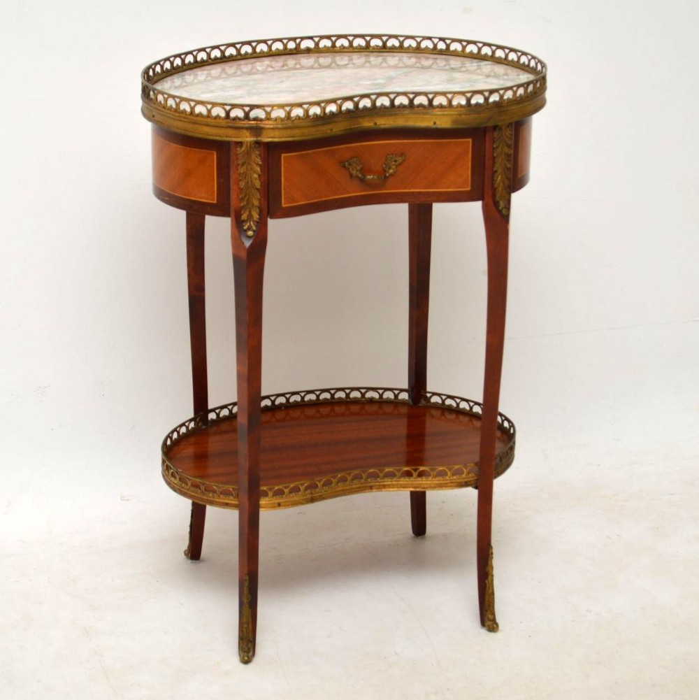 Antique French Marble Top Kidney Side Table