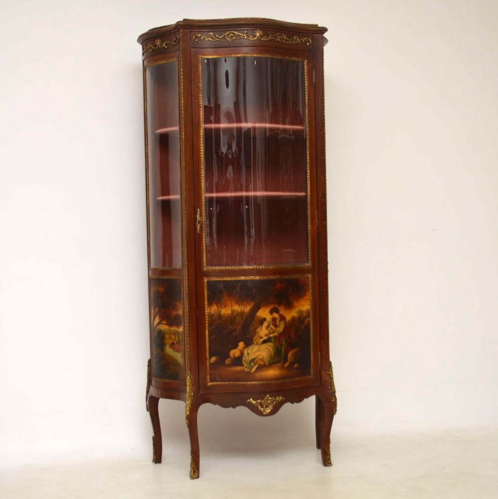 Antique French Ormolu Mounted Painted Display Cabinet