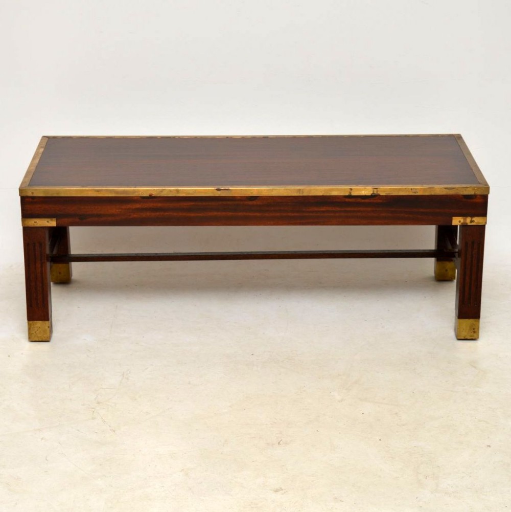 Antique Mahogany & Brass Coffee Table