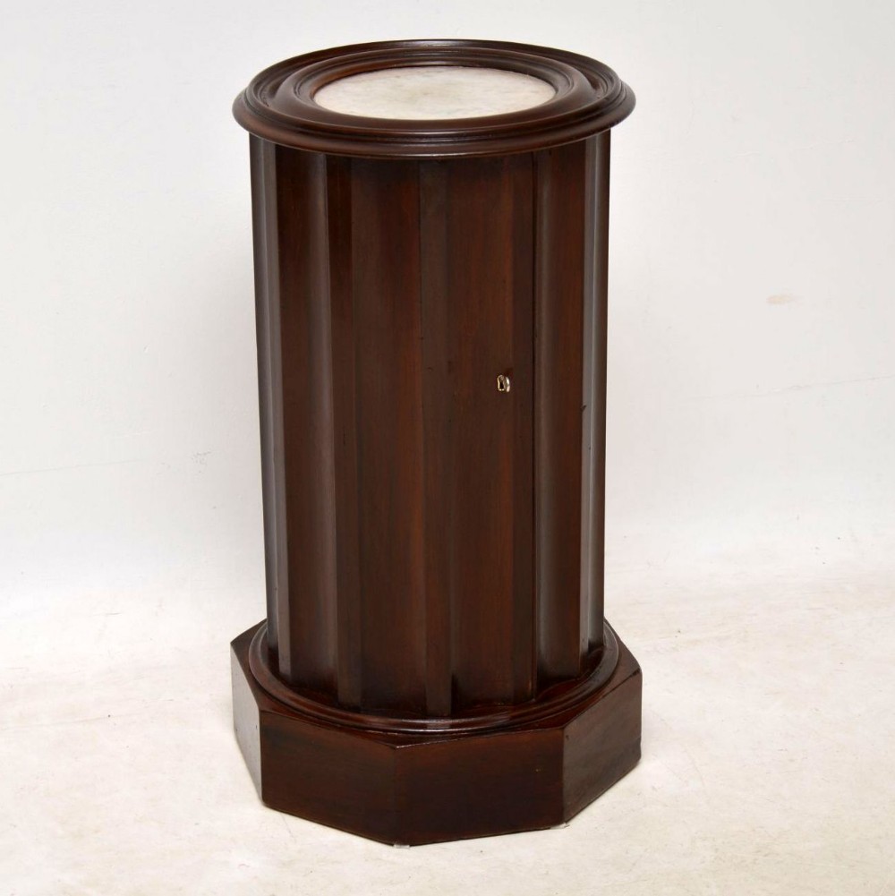  Antique Victorian Mahogany Marble Top Cylindrical Pot Cupboard