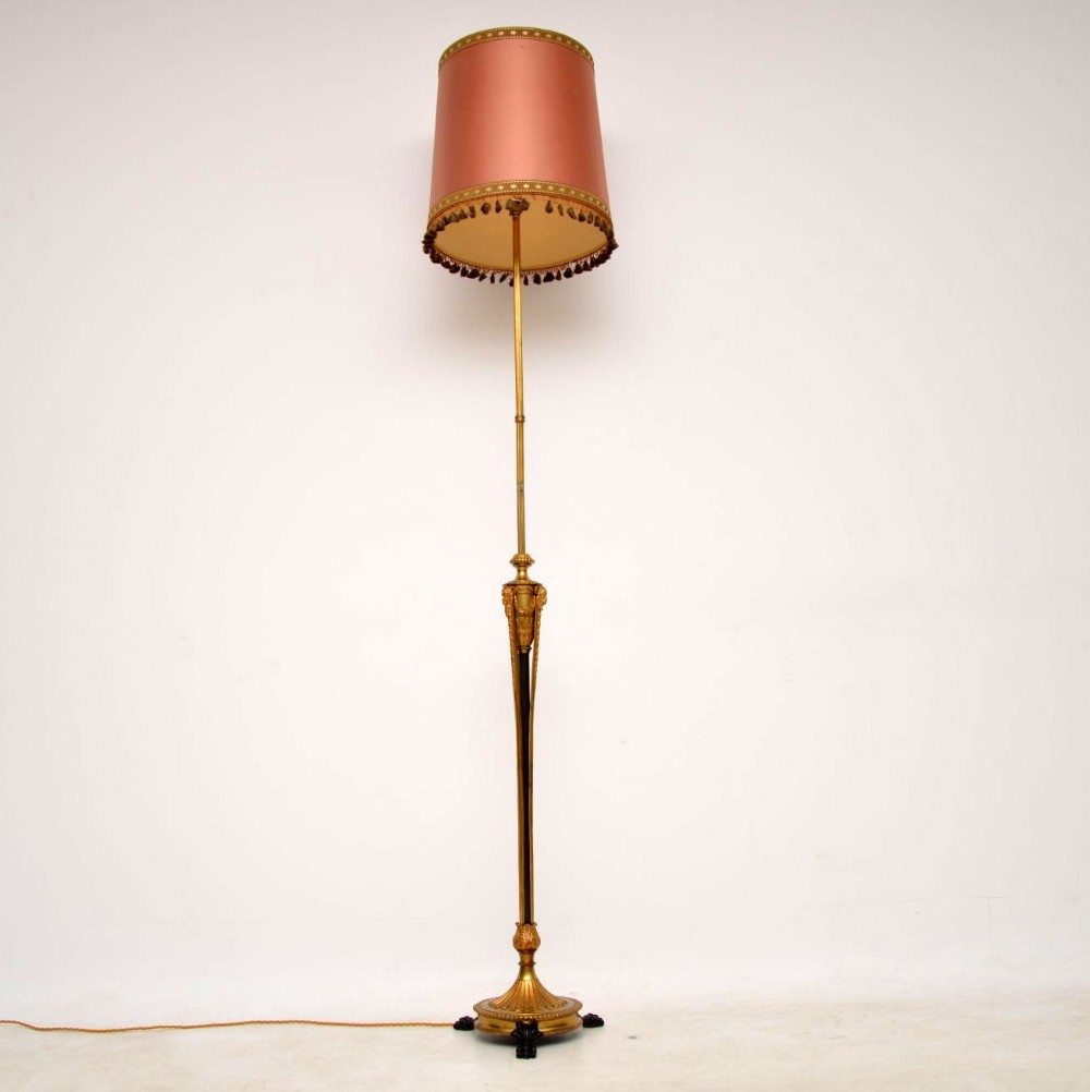 Antique French Gilt Metal Telescopic Standard Lamp 