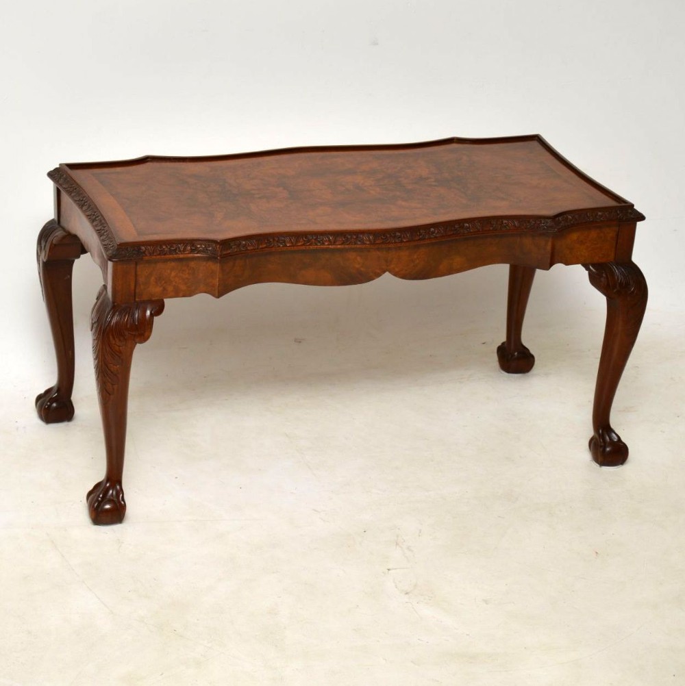Antique Burr Walnut Queen Anne Style Coffee Table 