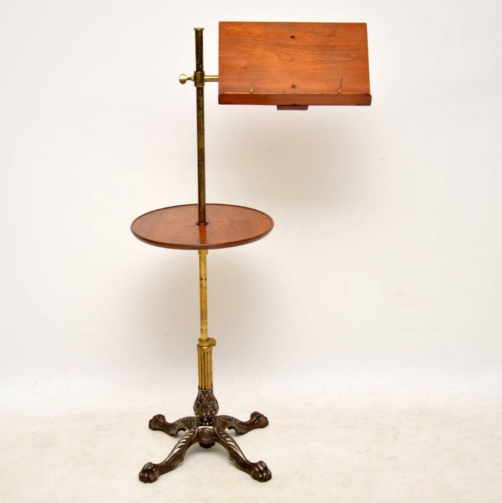 Antique Victorian Mahogany & Brass Reading Table 