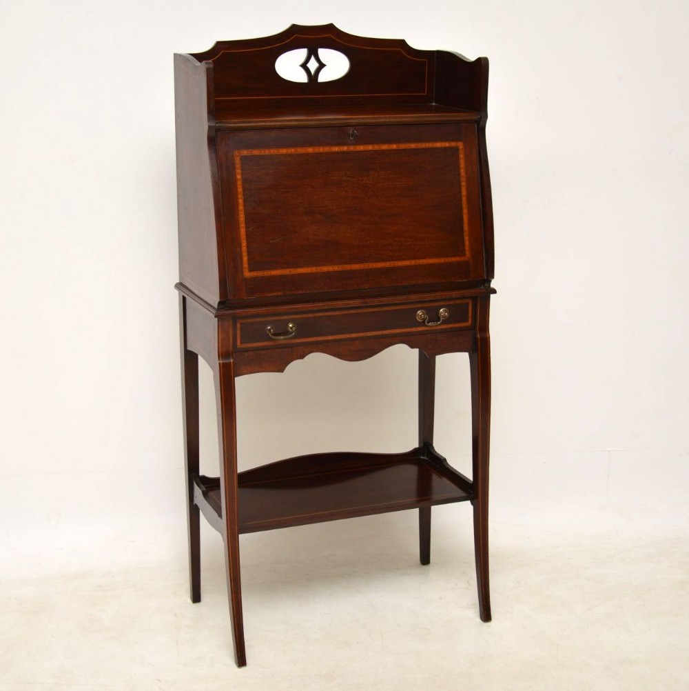  Antique Edwardian Inlaid Mahogany Writing Bureau 
